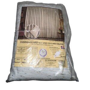 Vintage Therma-Guard Self Lined Drapery One Pair Blue 48”x84 Made In USA Texture